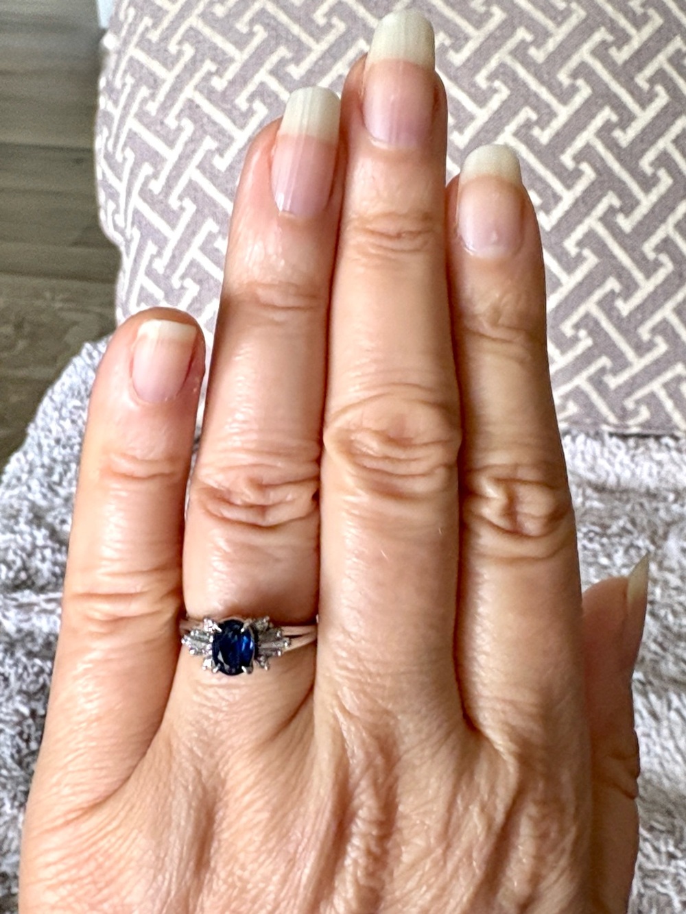 Platinum Blue Sapphire and Diamond "Ballerina Halo" Cocktail Ring - Picture 10 of 10